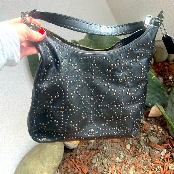 Coach Studded Celeste hobo bag black leather *EUC* - Picture 4 of 7